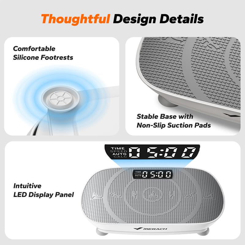 Merach Slim Vibration Plate Exercise Machine with Lymphatic Drainage Feature Compact Design Fitness Home Gym Equipment Whole Body Workout Vibrations Tiktokshopblackfriday